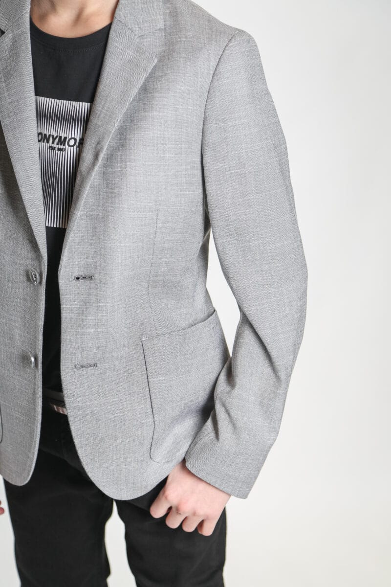 Grey Textured Blazer - Image 2