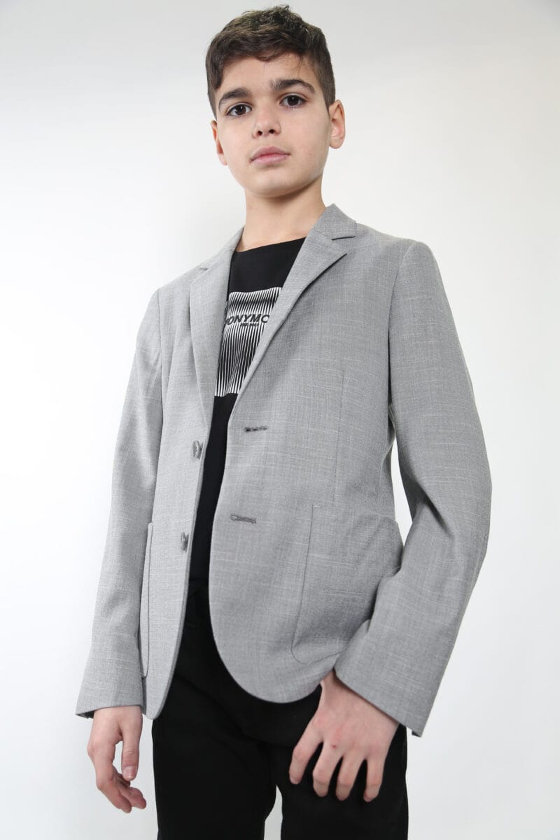 Grey Textured Blazer - Image 3