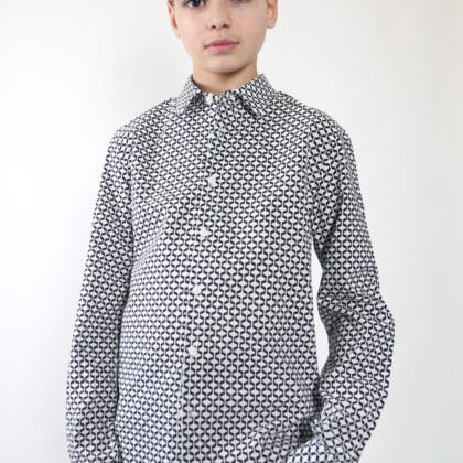 Grey and White Patterned Shirt